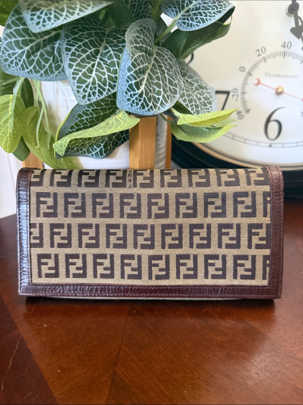 Fendi Brown and Tan Zucca Canvas Long Wallet